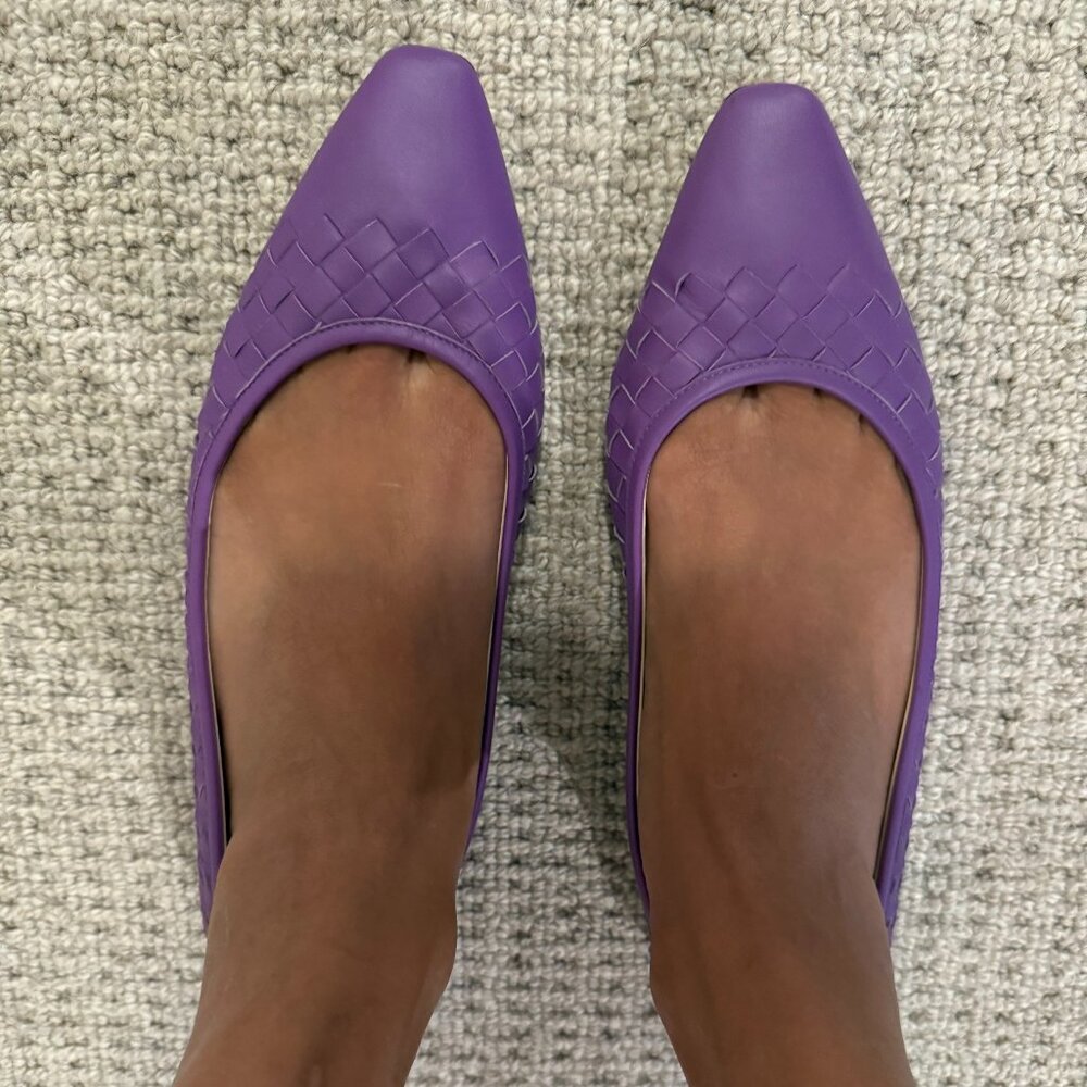 Bottega Veneta Intrecciato Nappa Flats in Purple w Box & Dust Covers - Like New!